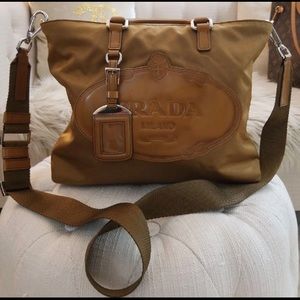 Prada Nylon/Leather Messenger Shoulder Handbag